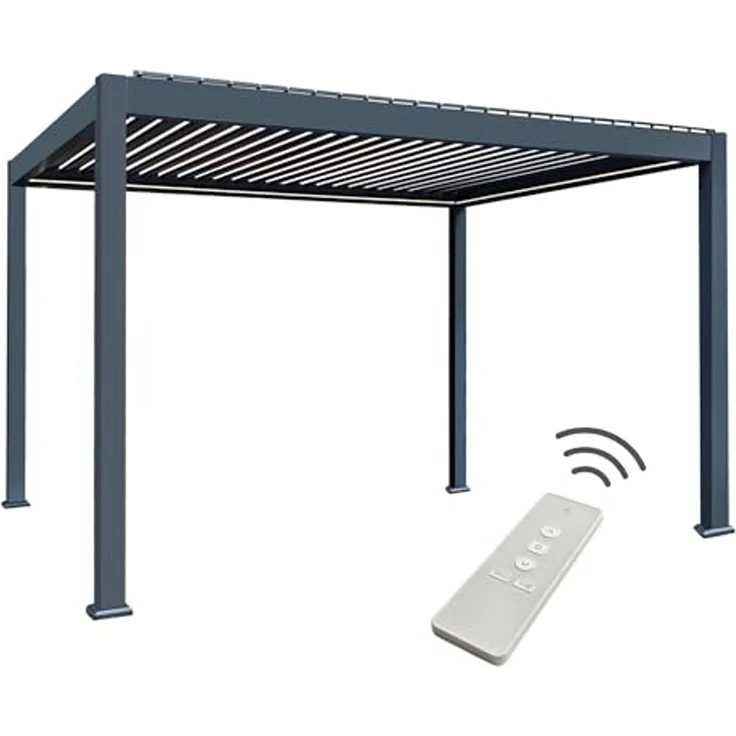Osoltus E Bioclimatic Lamellen Pergola, elektrisch, Aluminium anthrazit, 4x3 m – Bild 1