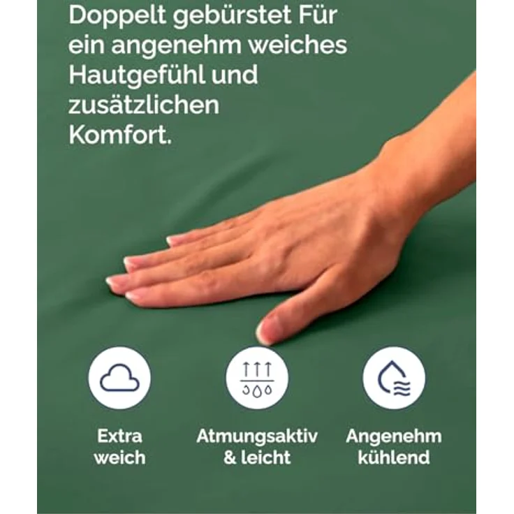 Spannbettlaken 90x200 cm Smaragdgrün - 30cm (12") Tiefe Tasche - Premium Mikrofaser Spannbetttuch - Weich und Knitterfrei - Atmungsaktiv, Hypoallergen und Oeko-TEX Standard 100 Zertifiziert – Bild 5
