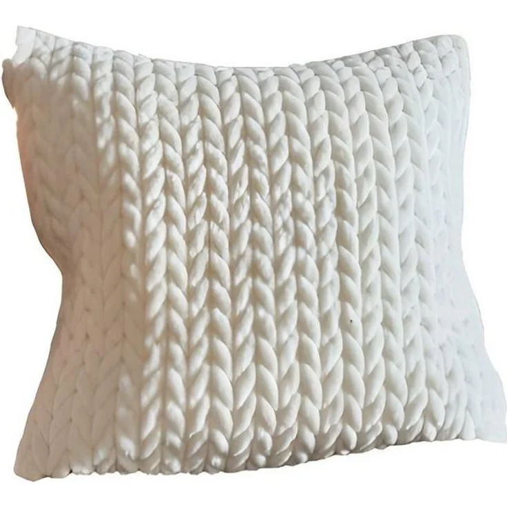 Dekoleidenschaft Kissenhülle "Zopfmuster" in creme, 45x45 cm, samtig weich, Dekokissenbezug, Zierkissenhülle, Kissenbezug, Sofakissen, Couchkissen Hülle Bezug – Bild 1