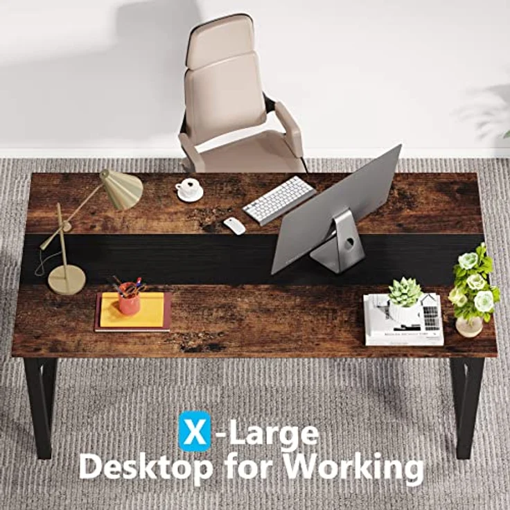 LITTLE TREE 63-Zoll-Großschreibtisch für Führungskräfte, einfacher Computerarbeitsplatz mit 31,5-Zoll-Extrabreit-Arbeitsplatte für das Homeoffice – Bild 6
