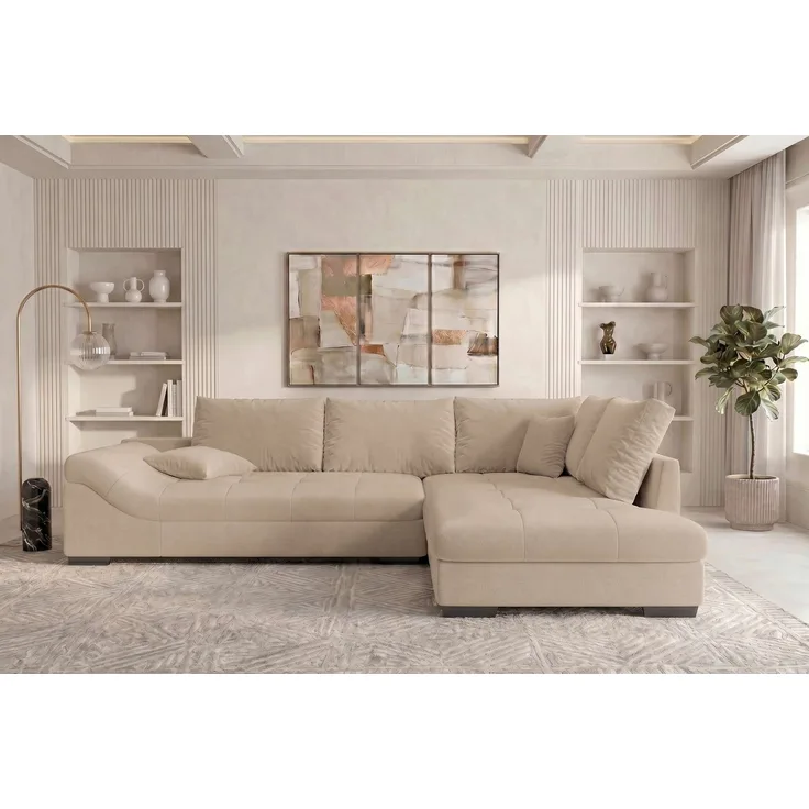 Sofa Dreams Polster Ecksofa Mykonos L-Form kurz, inkl. 5 Rückenkissen, mit Rundumbezug und Wellenfederung