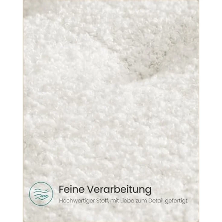SONGMICS Fußhocker, Fleece, Hocker klein, Dicke Polsterung, bis 150 kg belastbar, für Wohnzimmer Schlafzimmer Eingangsbereich, cremeweiß-tintenschwarz LOM503WD01 – Bild 6
