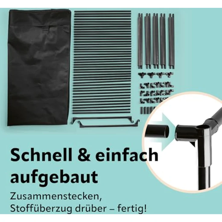 EASYmaxx Kleiderschrank | Faltbarer Stoffschrank mit Klettverschluss & Kleiderstange | Stoffkleiderschrank – ideal als Campingschrank oder mobiler Kleiderschrank zu Hause | Kleiderständer modular – Bild 6