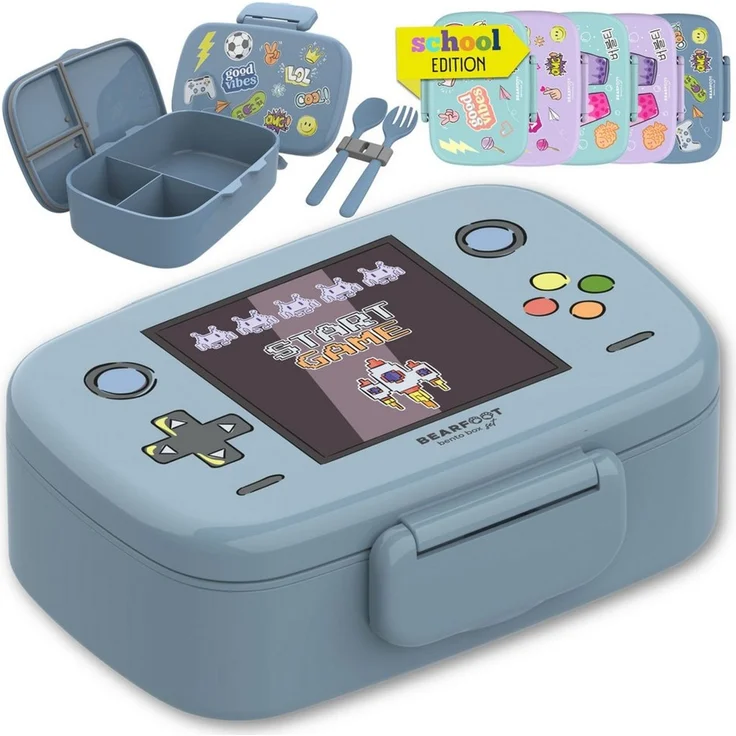 BEARFOOT Lunchbox Brotdose Kinder mit Fächern, leicht & auslaufsicher - Game, Kindergarten und Schule - Mädchen und Jungen, Vesperbox, Snackbox – Bild 1