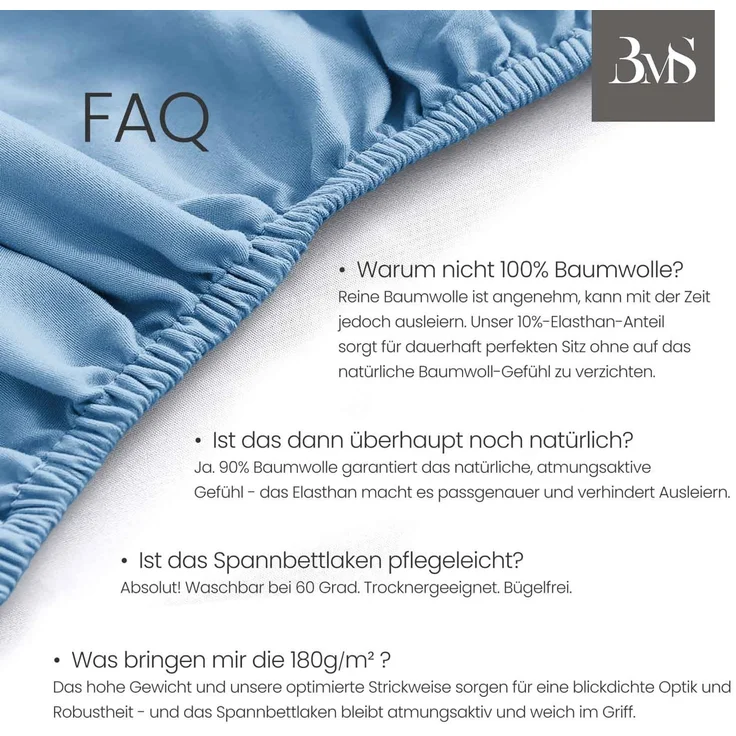 Jersey Spannbettlaken hellblau 120x200 cm Höhe bis 25cm – Bild 4