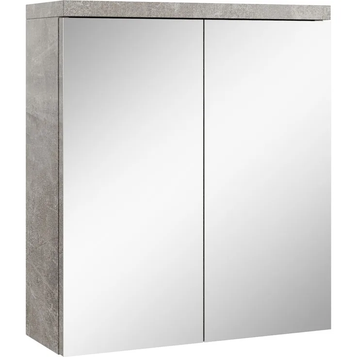 Badplaats Spiegelschrank Toledo 60 x 60 cm Beton Grau - Badezimmerschrank mit Spiegel und 2 Türen