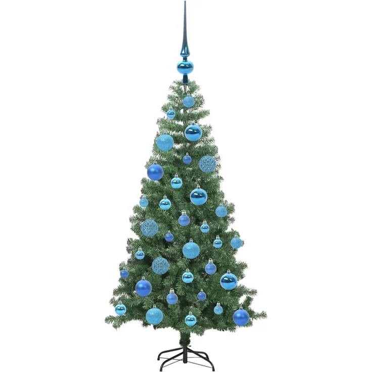 vidaXL Weihnachtsbaum mit LED-Beleuchtung Grün 120 cm PVC und Stahl 3396365 – Bild 4