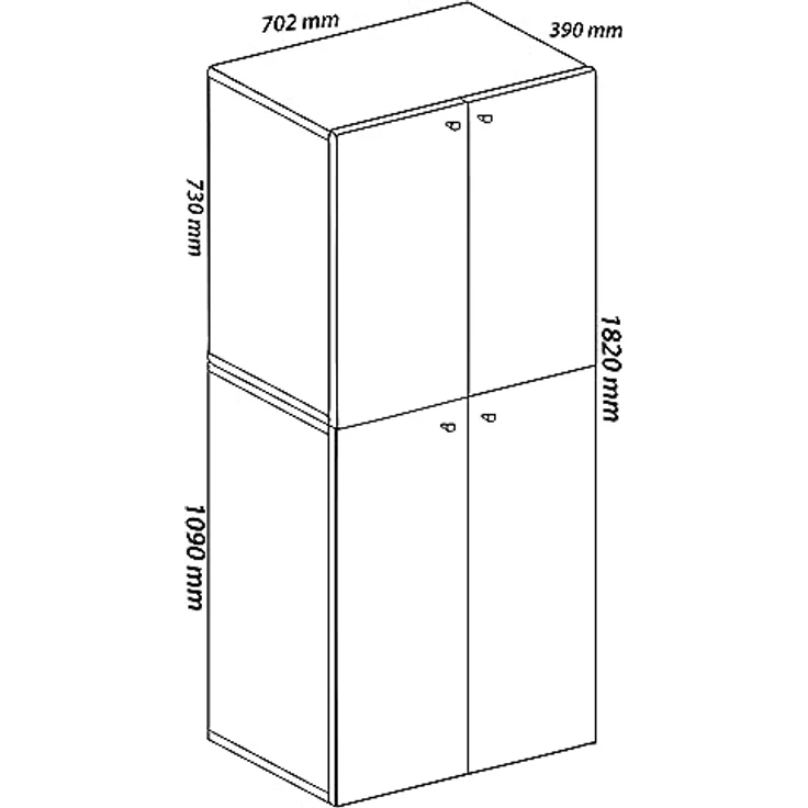 VCM Büroschrank Lona 914117 Grau B. 70 x H. 184 x T. 40 cm – Bild 3