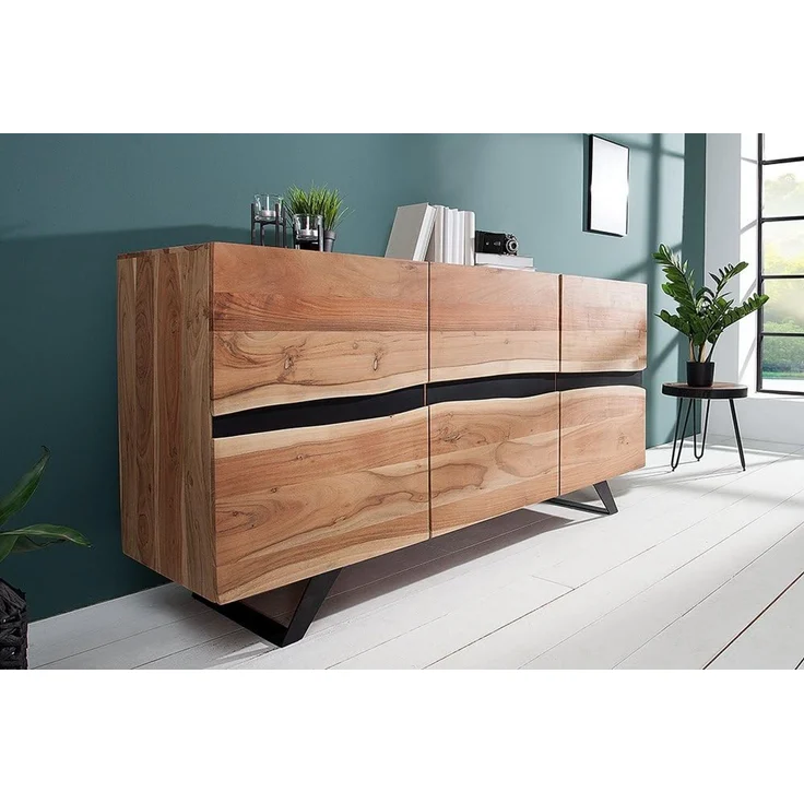 riess-ambiente Sideboard AMAZONAS 150cm natur, Massivholz · Anrichte · Baumkante · Akazie · Kommode · Wohnzimmer – Bild 2