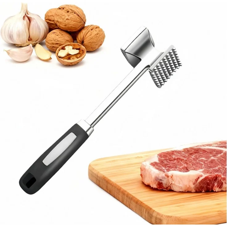 FOUORTUNATE-BEE Fleischklopfer Fleischklopfer Edelstahl doppelseitig Küchenhammer für Fleisch, Küchen Fleischhammer für Steak Hähnchen BBQ Grill Zartmacher – Bild 1