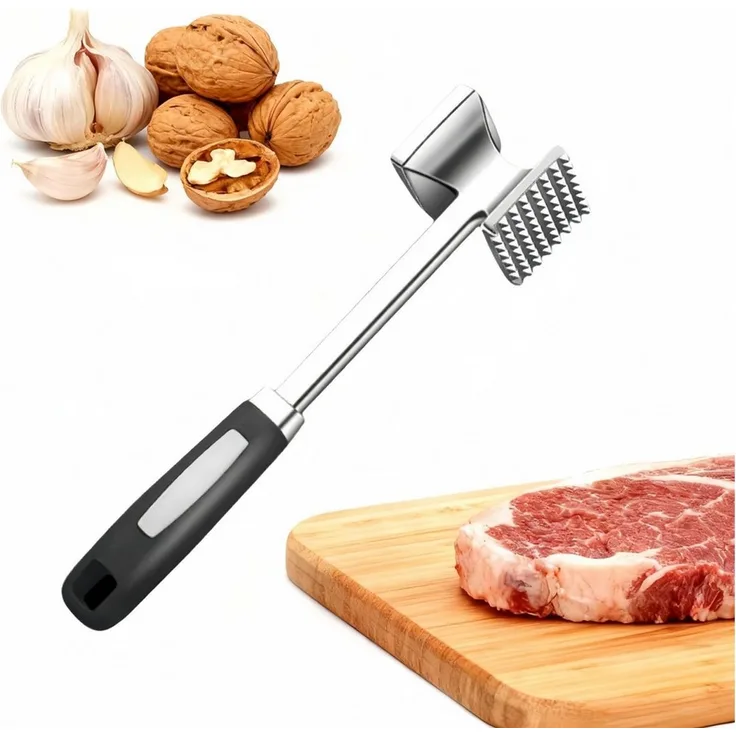 FOUORTUNATE-BEE Fleischklopfer Fleischklopfer Edelstahl doppelseitig Küchenhammer für Fleisch, Küchen Fleischhammer für Steak Hähnchen BBQ Grill Zartmacher