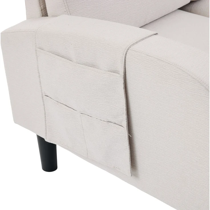 DESVIAE Sofa 3-Sitzer mit Chaiselongue und Seitentaschen 204x80x136 cm Vliesstoff Beige – Bild 9