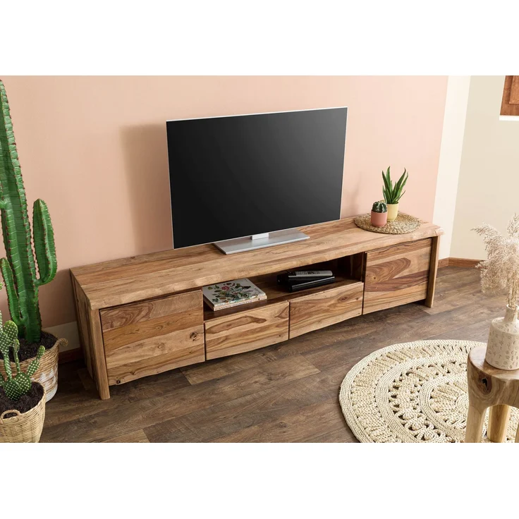 TV-Board Sheesham 200 x 45 x 50 natur lackiert / sandgestrahlt PURE SHEESHAM #221 – Bild 2