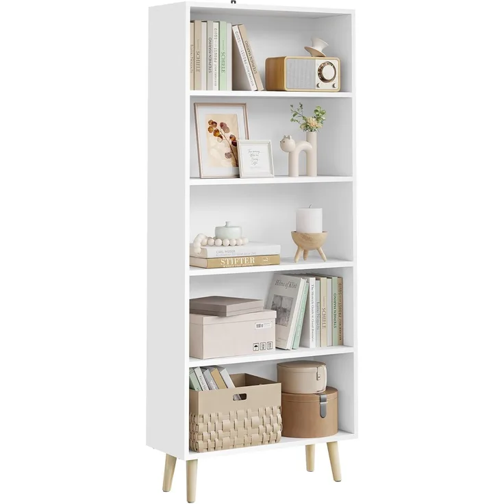 Bücherschrank mit 5 Fächer aus Spanplatte SKuep weiß