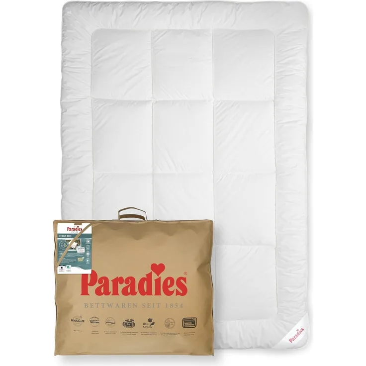Paradies Kunstfaserbettdecke Avera Bio, Füllung: 80% Polyester, 20% Lyocell, Bezug: 100% Baumwolle kbA, atmungsaktive, wärmende Lyocell Winterdecke