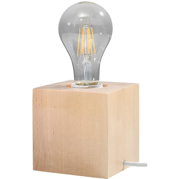 Tischlampe, Holz, naturfarben, quadratisch, H 10 cm