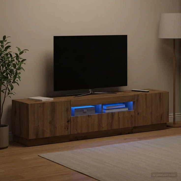 vidaXL LED-TV-Schrank HOORN 3 stk. Artisan-Eiche Holzwerkstoff 3416852 – Bild 1