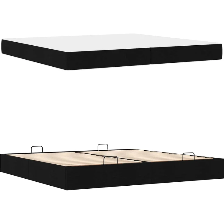 vidaXL Bettgestell mit Matratze mit Matratze 2 pcs Schwarz Stoff 3399517 – Bild 4