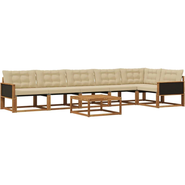 vidaXL Outdoor-Sofagarnitur mit Kissen 7 pcs Natur und Beige 3381465 – Bild 2