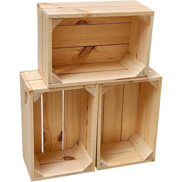 Holzkiste Dekokiste Box 30x20x15 cm 3er SET Natur