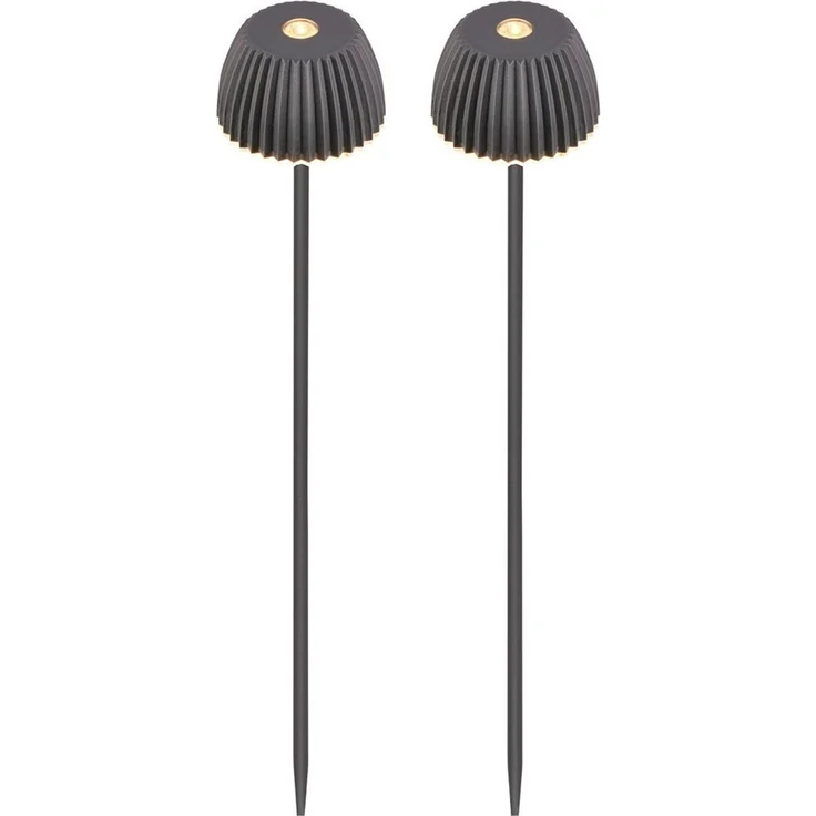 BRILONER - 2er Set Riffle Nano Gartenleuchte mit Erdspieß, Akku, Touch, dimmbar, höhenverstellbar, Außenleuchte Akku, Gartenlampe, Beetbeleuchtung, Deko, Wegeleuchten außen, 6x78,5 cm, Anthrazit – Bild 1