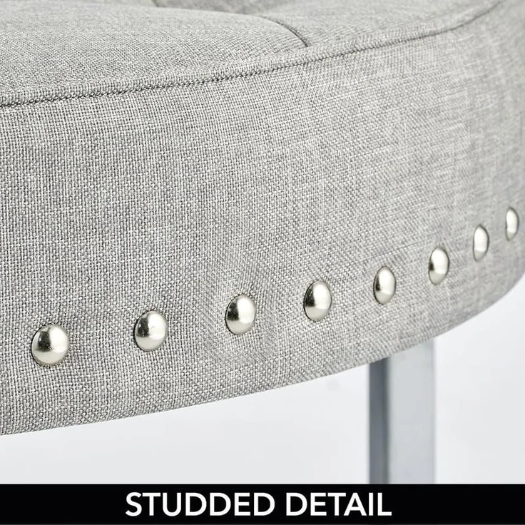 Sitzhocker Polsterhocker rund mit moderner Nietenverzierung mDesign grau silber – Bild 5