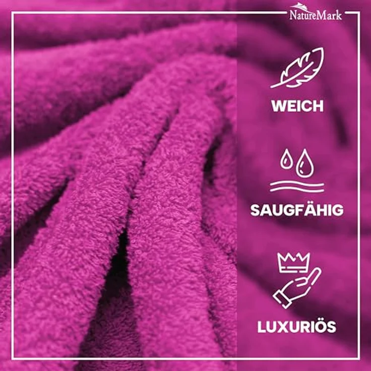 NatureMark Gästetücher – 20er Pack (30x50 cm), 100% Baumwolle, Oeko-TEX Zertifiziert, weich, saugfähig und pflegeleicht – Für Bad, Gäste & Spa – Pink – Bild 3