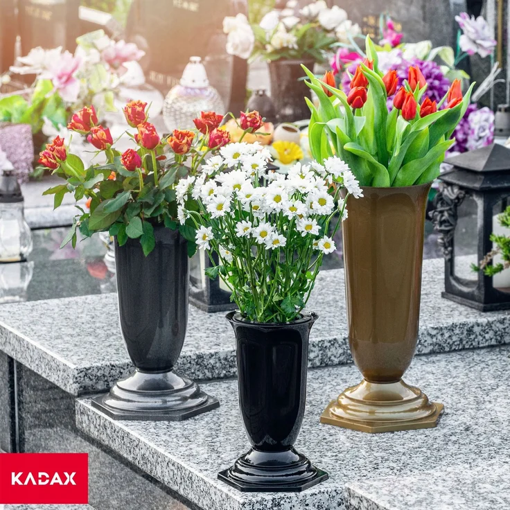 KADAX Vase, Fläschchen für Friedhof, Grabstein, Graphit, 23 cm – Bild 5