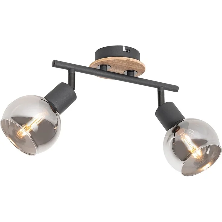 Qazqa LED Aufbaustrahler Vidro, ohne Leuchtmittel, E14, Grau, Modern, Glas, 2-flammig – Bild 1