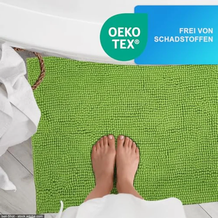NYVI NYVISpa Badematten Set 2-teilig, Chenille 45x50 + 50x80 cm, Beige - rutschfest, saugfähig, schnell trocknend, Fußbodenheizung geeignet, Oeko-TEX – Bild 5