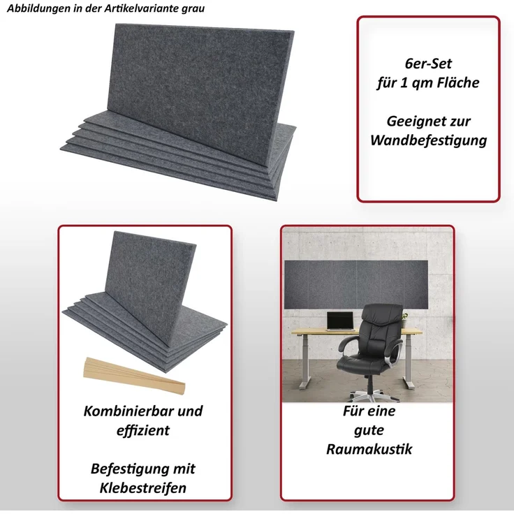 6er-Set Akustikwandpaneel HWC-L52, Wandpaneele Akustikplatten, schalldämmend 1qm Fläche 60x30 cm ~ flieder – Bild 2