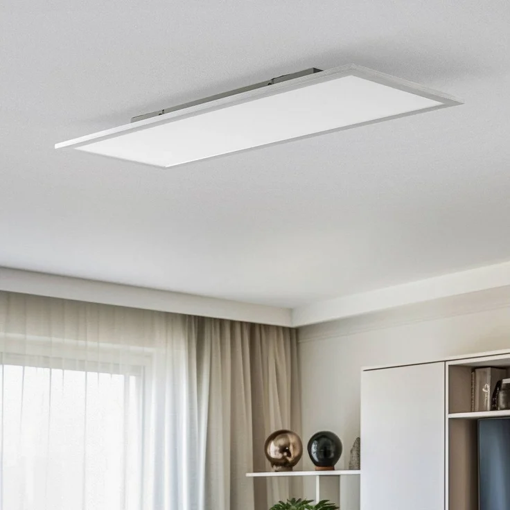 Lindby LED Deckenleuchte Livel, dimmbar, LED-Leuchtmittel fest verbaut, Farbwechsel warmweiß / tageslicht, Modern, PMMA, Aluminium, weiß, silber, 1 flammig, inkl. – Bild 2