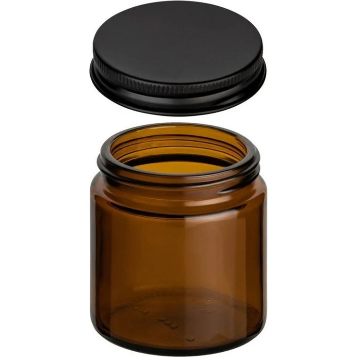 gouveo Make-Up Organizer Cremetiegel aus Braunglas mit Schraubdeckel - Leere Cremedose aus Glas, 24-tlg, 120ml/schwarz-matt, Schutz für lichtempfindlichen Inhalt – Bild 2
