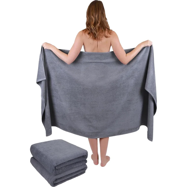 Betz Badetücher 3 Stück Badetuch Set XXL DRESDEN Saunatücher Strandtuch 100x180cm, 100% Baumwolle (Set, 3-St), Farbe anthrazit