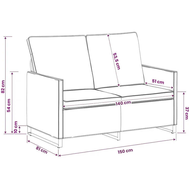 vidaXL 2-Sitzer Sofa Hellgrau 150 x 81 x 82 cm Kunstwildleder 42040996 – Bild 8