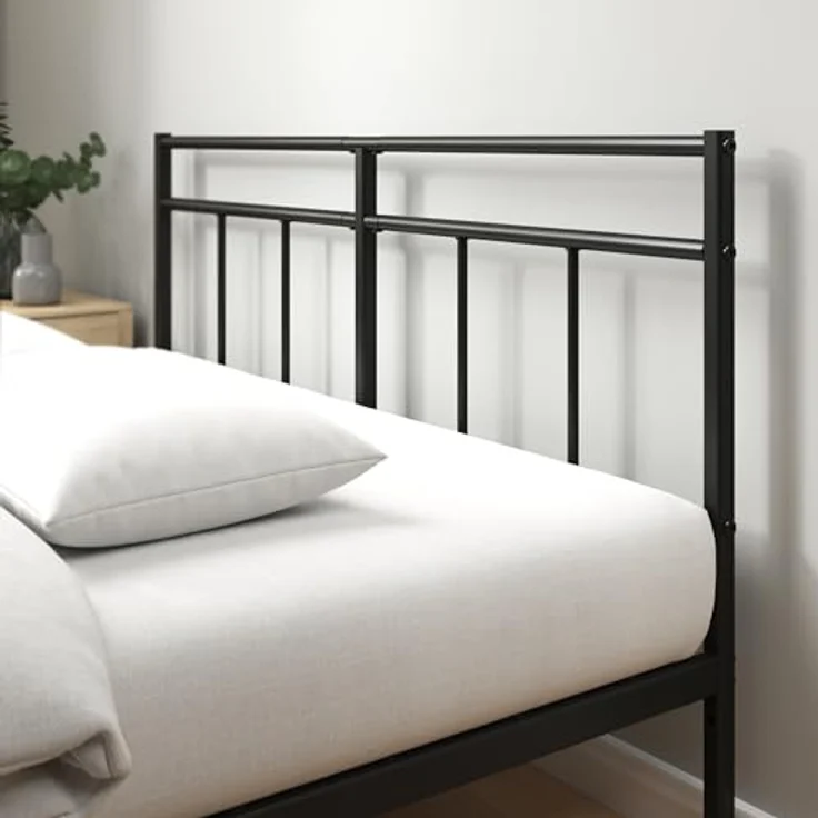 Zinus Elias 140 x 190 cm – Bettgestell aus Metall mit Kopfteil – einfache Montage – Höhe 30 cm – Bett mit Metalllattenhalterung – Stauraum unter dem Bett – modernes Design – Schwarz – Bild 5
