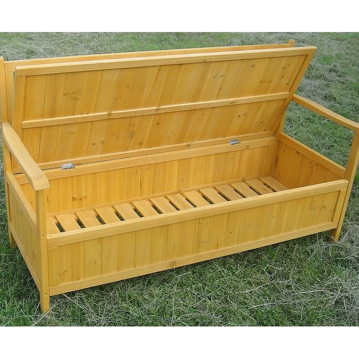 Gartentruhe Sitzbank Braun Holzbox Auflagenkiste Aufbewahrung Terrasse Outdoor – Bild 7