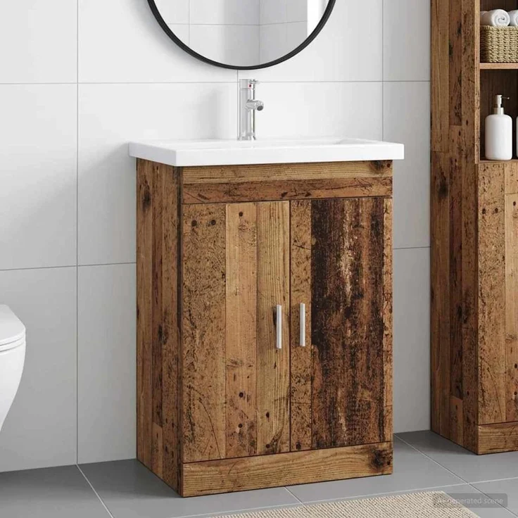 vidaXL Badezimmermöbel-Set Altholz 61 x 40 x 84,5 cm Holzwerkstoff 3404356 – Bild 1