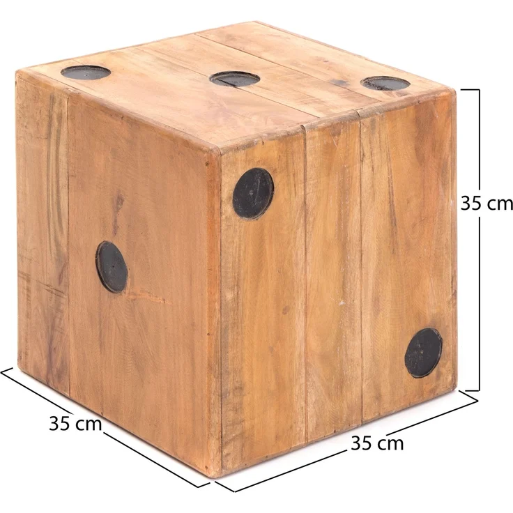 CREEDWOOD Hocker HOLZ WÜRFEL "GAME 35", Massivholz, 35cm, Blumenhocker Würfel Optik – Bild 8