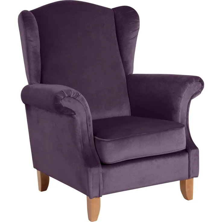 Ohrensessel Katria Bezug Samtvelours Buche natur / purple 22828