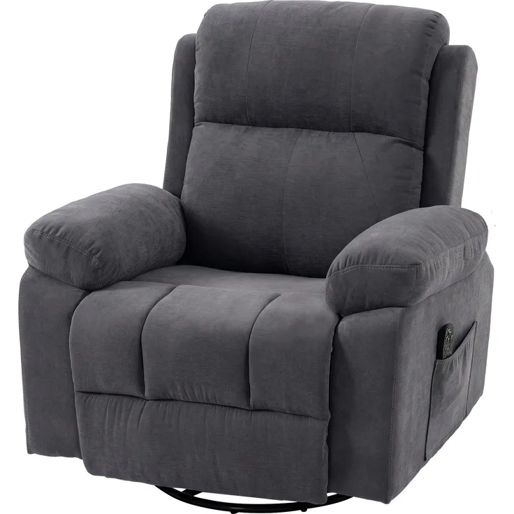 Wohnora-Relaxsessel Fernsehsessel 360° Drehbarer Massagesessel mit Wärme, Massage, Chenille-Optik, Dunkelgrau,H 1040cm x T 970cm x B 970cm