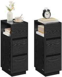 Vasagle 2er Set Nachttisch mit 2 Schubladen, Holz, 65 x 25 x 30 cm, Ebenholzschwarz
