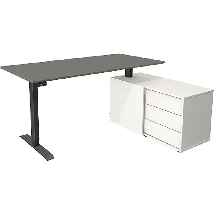 Kerkmann Schreibtisch Sitz- /Stehtisch Move 1 anthrazit mit Sideboard grafit