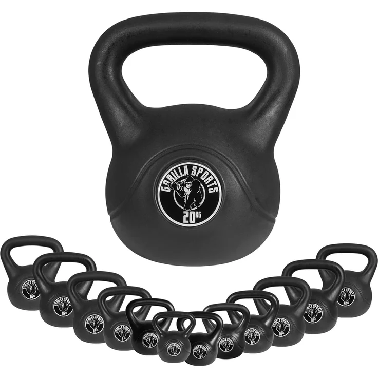 GORILLA SPORTS Kettlebell Einzeln/Set, mit/ohne Ablage, Kunststoff Kugelhantel, Schwunghantel