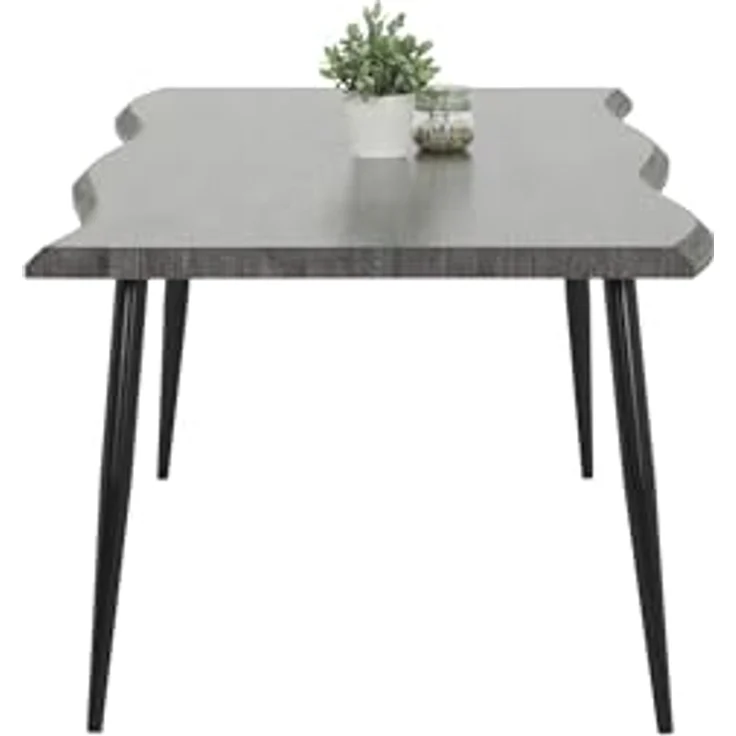 Hela Tische, Esstisch Gabi, Tischplatte 46mm mit Baumkantenoptik Grau, Metallgestell Schwarz, 180x100 cm – Bild 5