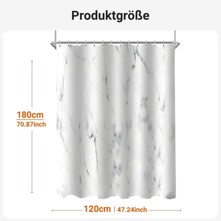 Duschvorhang 100x180cm Marmor Textil Wasserdicht Waschbar Badevorhänge 6 Ösen – Bild 6