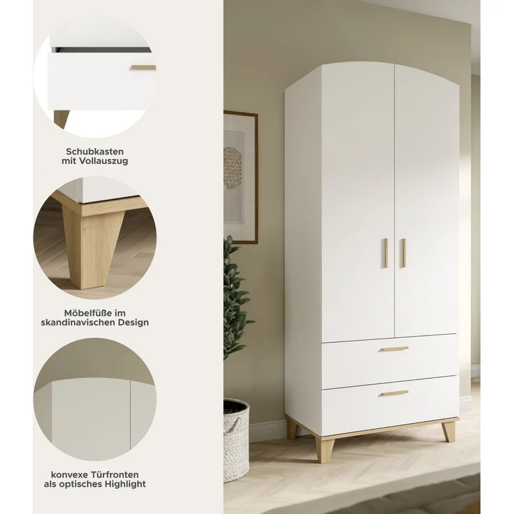 Stella Kleiderschrank 2-türig in weiß – Bild 6