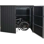 WPC-Fahrradgarage HWC-J29, Geräteschuppen Fahrradbox, Metall Holzoptik abschließbar ~ 2 Räder 172 x 213 x 112 cm anthrazit