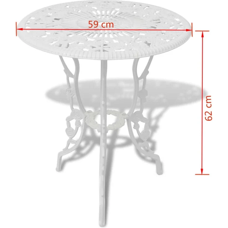 vidaXL 3-tlg. Bistro-Set Aluminiumguss Weiß 42165 – Bild 8