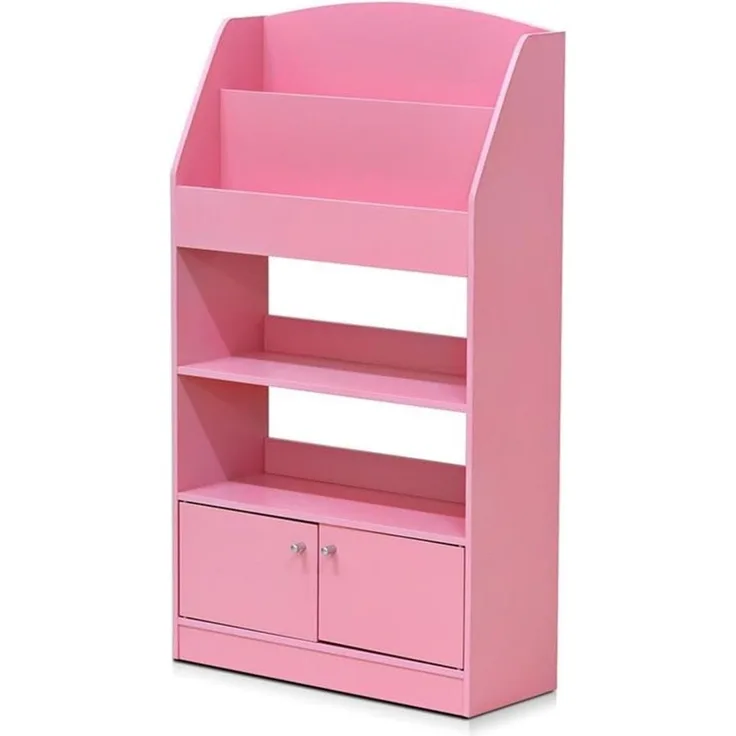 Furinno Magazin/Bücherregal mit Aufbewahrungsfächern für Kinder, holz, Rosa, 24 x 24 x 110. 01 cm